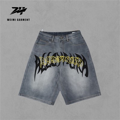 Priontáil Scáileáin Denim Vintage Baggy Y2k Jorts